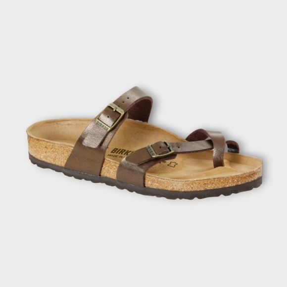 Birkenstock Shoes - Birkenstock Mayari Golden Brown Bronze Vegan Leather Sandals Size 39